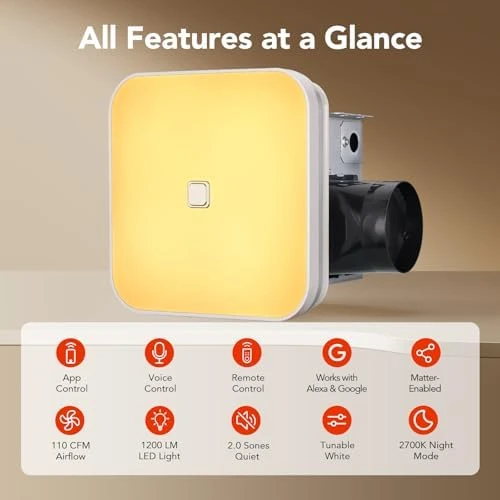 Matter Smart Bathroom Fan with Light — Smart Fan, OREiN