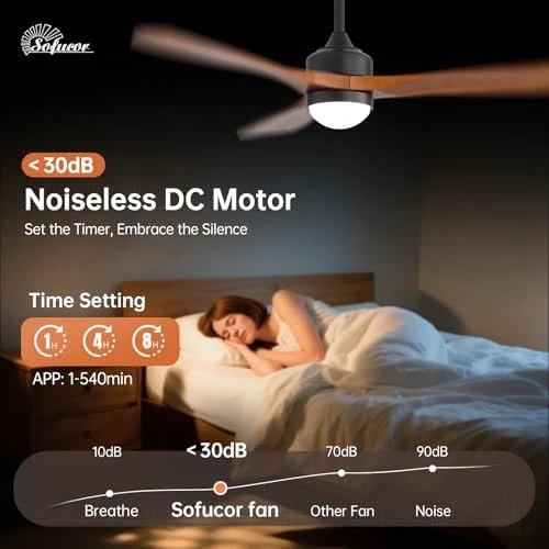 Smart Wood Ceiling Fan with Light — Smart Fan, Sofucor