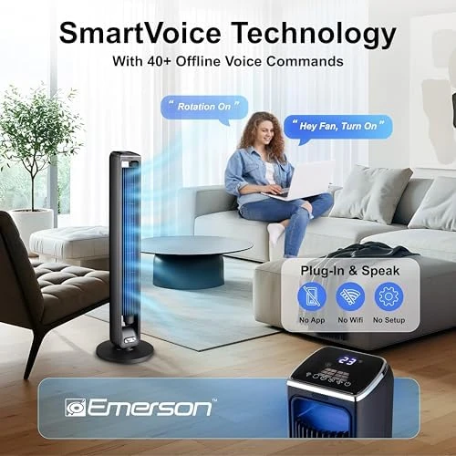 SmartVoice 29" Tower Fan — Smart Fan, Emerson