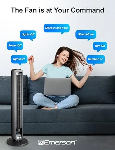 SmartVoice 29" Tower Fan — Smart Fan, Emerson