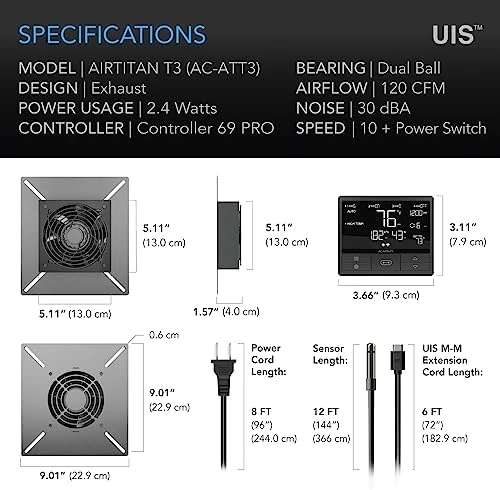 Ventilation Exhaust Fan 6" with WiFi Temperature Humidity Controller — Smart Fan, AC Infinity