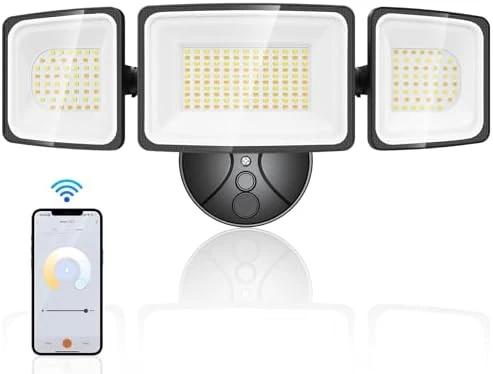 100W Smart Flood Lights Outdoor, 3 Adjustable Heads, 9000LM Dimmable Hardwired Security Light, WiFi Alexa Control... — Smart Light Bulb, Onforu