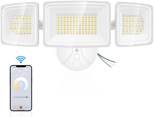 100W Smart Flood Lights Outdoor, 3 Adjustable Heads, 9000LM Dimmable Hardwired Security Light, WiFi Alexa Control... — Smart Light Bulb, Onforu