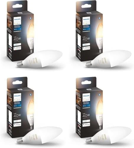 40W B39 Candle-Shaped LED Bulb - White Ambiance - 1 Pack - 450LM - E12 - Indoor — Smart Light Bulb, Philips