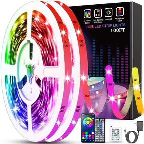 50ft Led Strip Lights, Smart Led Lights Strip Music Sync Color Changing Lights App Control and 23keys Remote, Led Lights... — LED Strip Lights, Tenmiro