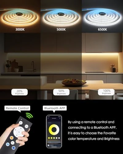 CCT COB LED Strip Light with Bluetooth App Control — LED Strip Lights, Samsion