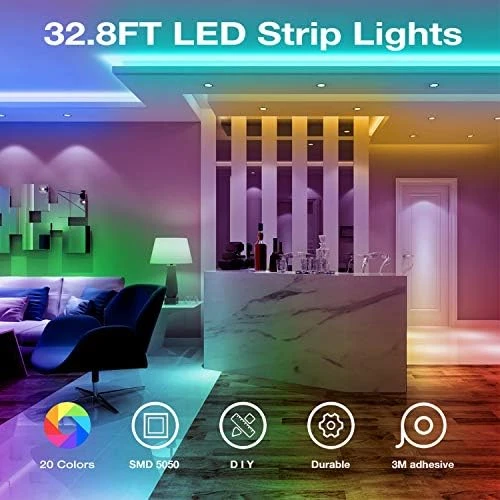 Led Strip Lights 32.8ft Kit with Remote and Power Supply Color Changing — LED Strip Lights, DAYBETTER