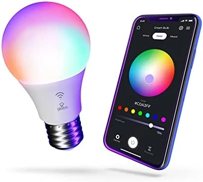 Wi-Fi Smart 10W LED Bulb, Multicolor RGB + Tunable White — Smart Light Bulb, Globe Electric