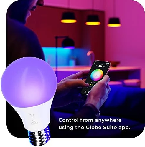 Wi-Fi Smart 10W LED Bulb, Multicolor RGB + Tunable White — Smart Light Bulb, Globe Electric