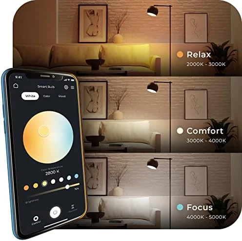Wi-Fi Smart 10W LED Bulb, Multicolor RGB + Tunable White — Smart Light Bulb, Globe Electric