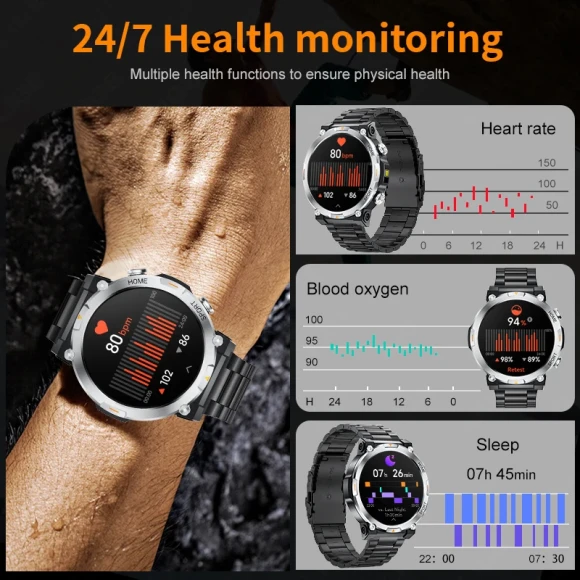 Smart Watch AMOLED Screen Sport Tracker Sleep Health Monitor Flashlight Bluetooth Call Waterproof — Smart Watch, LIGE