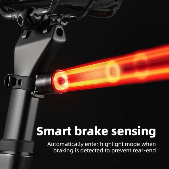 Bike Rear Light - Smart Auto Brake Sensing, IPX6 Waterproof, Type-C Charging — Smart Bike Light, ROCKBROS