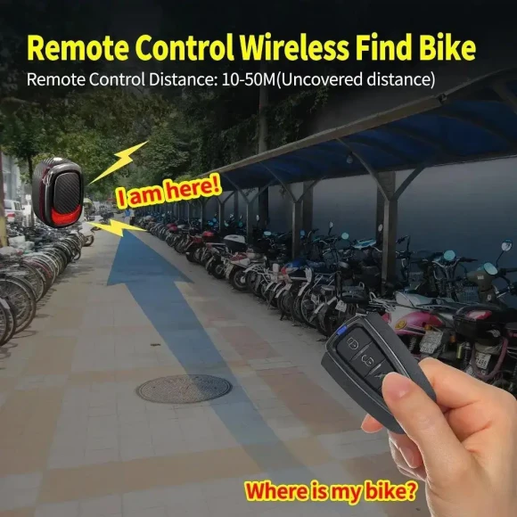 Wireless Waterproof Bike Burglar Alarm with Brake Sensing Light — Smart Bike Light, ANTUSI