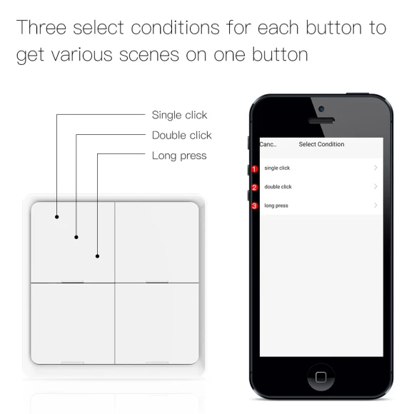 4 Gang Wireless Scene Switch — Smart Button Pusher, MOES