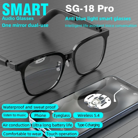 Smart Sunglasses Anti Blue Light Lightweight Answer Call Music Stereo Dual Use — Smart Glasses