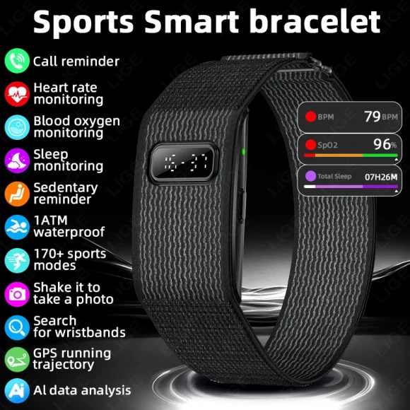 Digital Smart Watch Heart Rate Sleep Monitor Health Tracker GPS Running Trajectory Call Reminder Men Smart Bracelet — Fitness Tracker, FOXBOX