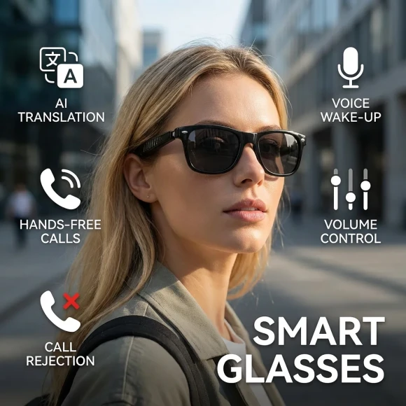 Smart Audio Glasses with AI Translator and Bluetooth Calling — Smart Glasses, Senbono