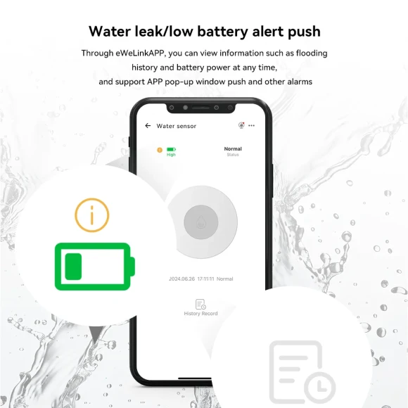Smart Zigbee Water Sensor for Flood Water Leakage Detector — Water Shut Off Valve, eWeLink