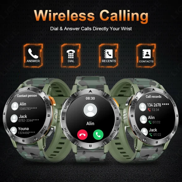 Men's Outdoor Sports Smart Watch with Health Monitoring and LED Flashlight — Fitness Tracker, LIGE