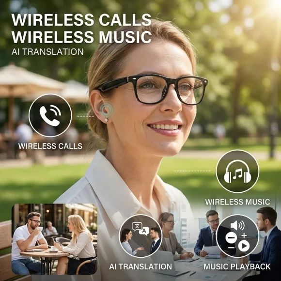 AI Translation Smart Audio Glasses — Translator Device, Senbono