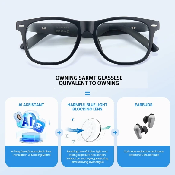 AI Translation Smart Glasses with Hands-free Calling, Music Player and Camera Control — Smart Glasses, Senbono