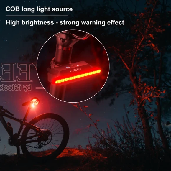 Bicycle Taillight Auto Start/Stop Smart Taillight with Brake Sensing and Waterproof — Smart Bike Light, X-TIGER