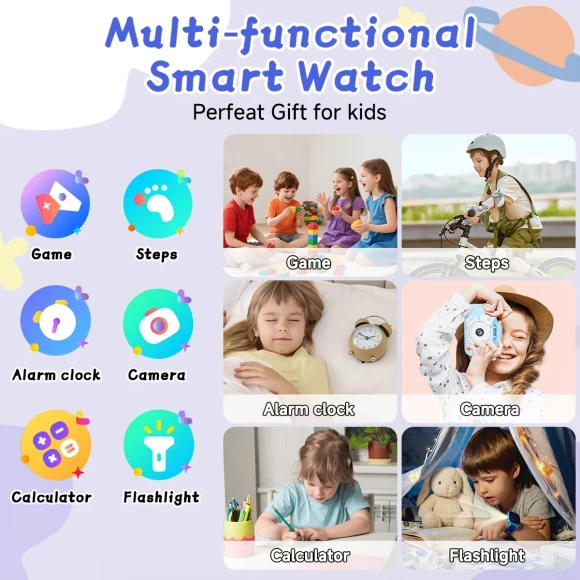 Kids Smart Watch HD Touchscreen Camera 18 Games Sleep Monitor LED Flashlight Calculator — Kids Smart Watch, LAXASFIT