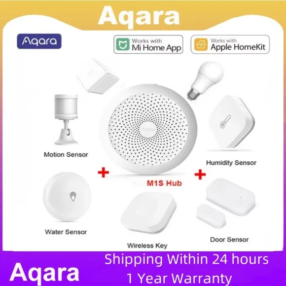 Zigbee Gateway Hub with Wireless Switch and Sensors — Starter Kit, Aqara