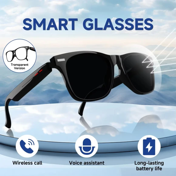 Smart Anti-Blue Light Sunglasses with Bluetooth, Camera, Music, and UV Protection — Smart Glasses, LAXASFIT