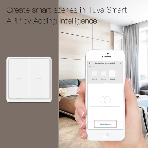 4-Gang ZigBee Smart Wireless Scene Switch — Smart Button Pusher, MOES