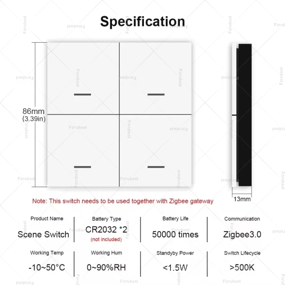 Smart Scene Switch Push Button Controller — Smart Switch, Tuya