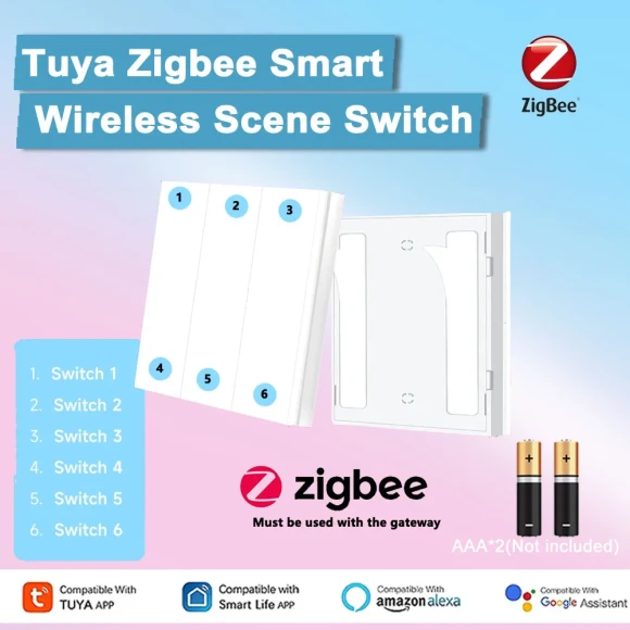 6 Gang Wireless Scene Switch — Smart Switch, Tuya