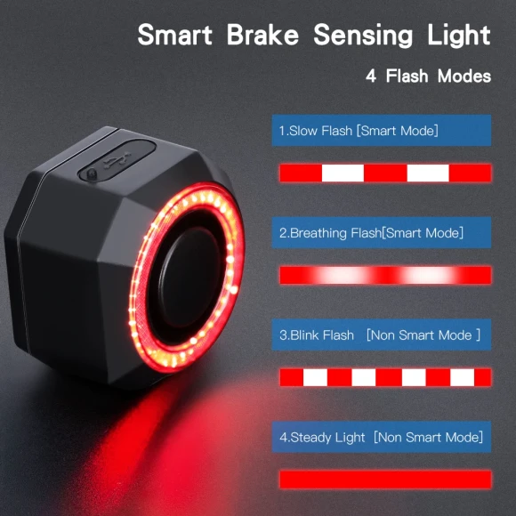 Bicycle Taillight with Alarm and Brake Sensing — Smart Bike Light, Awapow