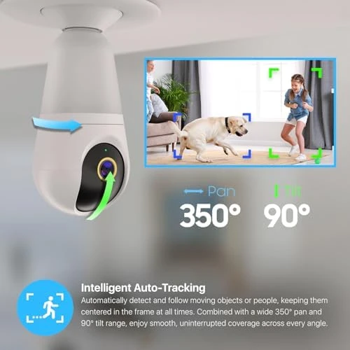 4MP Light Bulb WiFi Camera with Pan/Tilt and Human Detection — Security Camera, Amcrest