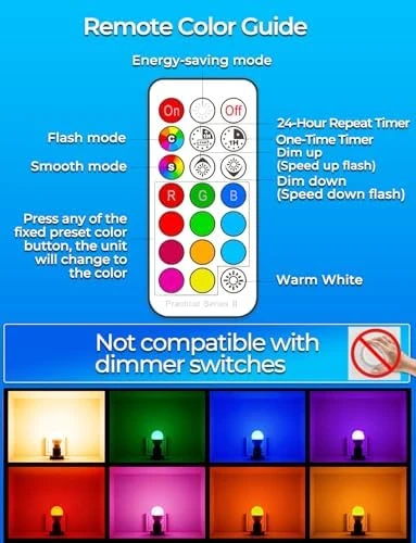 Color Changing LED Light Bulb (4 Pack) — Smart Light Bulb, ILC