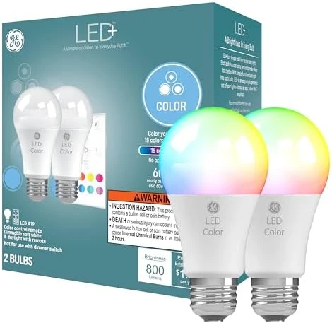 Color Changing LED Light Bulbs with Remote — Smart Light Bulb, GE