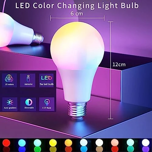 Color Changing RGB LED Light Bulb with Remote Control — Smart Light Bulb, YKNAWOIR
