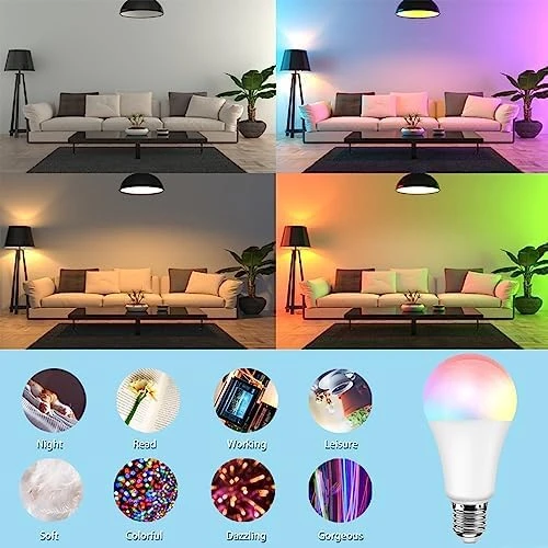 Color Changing RGB LED Light Bulb with Remote Control — Smart Light Bulb, YKNAWOIR