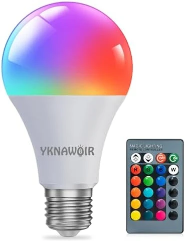 Color Changing RGB LED Light Bulb with Remote Control — Smart Light Bulb, YKNAWOIR