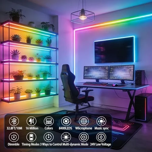 RGBW IC COB LED Strip 32.8ft Natural White 4000K Addressable Multicolor Kit — LED Strip Lights, FOSUO