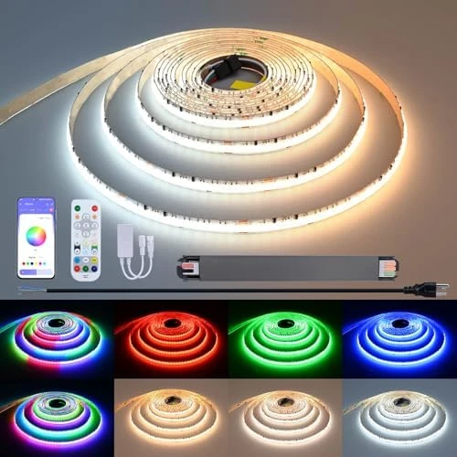 RGBW IC COB LED Strip 32.8ft Natural White 4000K Addressable Multicolor Kit — LED Strip Lights, FOSUO
