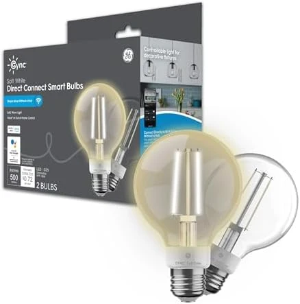 Smart LED Light Bulbs, G25 Globe Bulb, WiFi Light, Soft White, 60W Equivalent, 4 Pack — Smart Light Bulb, GE