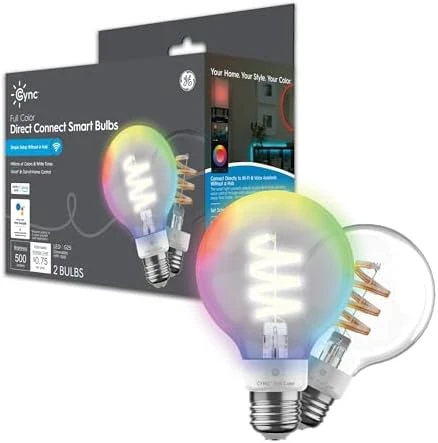 Smart LED Light Bulbs, G25 Globe Bulb, WiFi Light, Soft White, 60W Equivalent, 4 Pack — Smart Light Bulb, GE