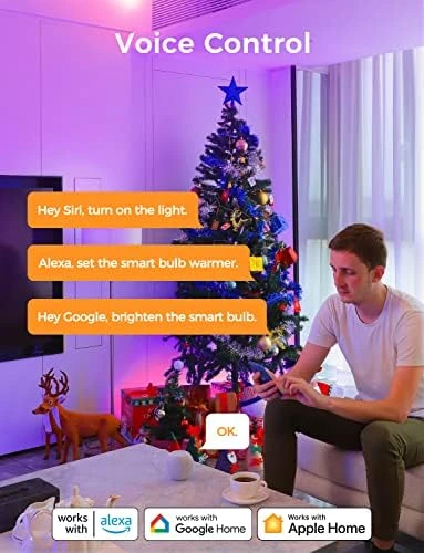 Smart Light Bulb - Color Changing, Dimmable, 9W 810 Lumens, Works with Siri, Alexa, Google Home — Smart Light Bulb, Refoss