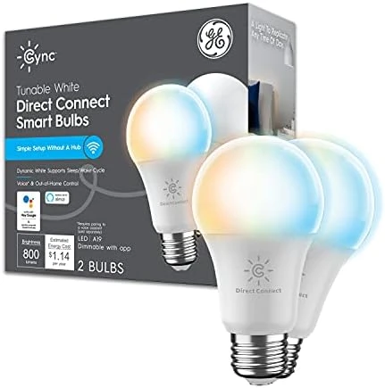 Smart Tunable White A19 LED Light Bulb, 60W Replacement, 2-Pack — Smart Light Bulb, GE