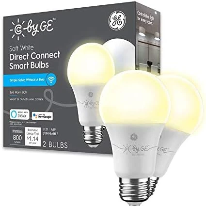 Smart Tunable White A19 LED Light Bulb, 60W Replacement, 2-Pack — Smart Light Bulb, GE