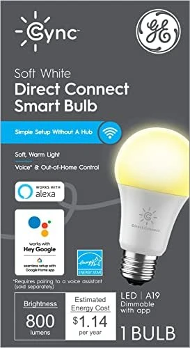 Smart Tunable White A19 LED Light Bulb, 60W Replacement, 2-Pack — Smart Light Bulb, GE
