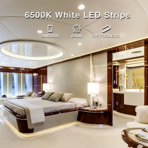 White LED Strip Light, 20 ft Dimmable Bright Rope Lighting — LED Strip Lights, DAYBETTER