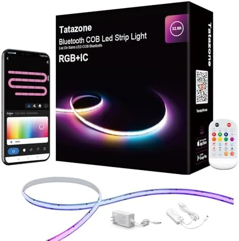32.8ft Bluetooth RGB+IC COB LED Strip Light — LED Strip Lights, Tatazone