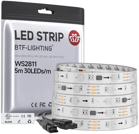 Addressable RGB LED Strip 16.4ft IP67 — LED Strip Lights, BTF-LIGHTING